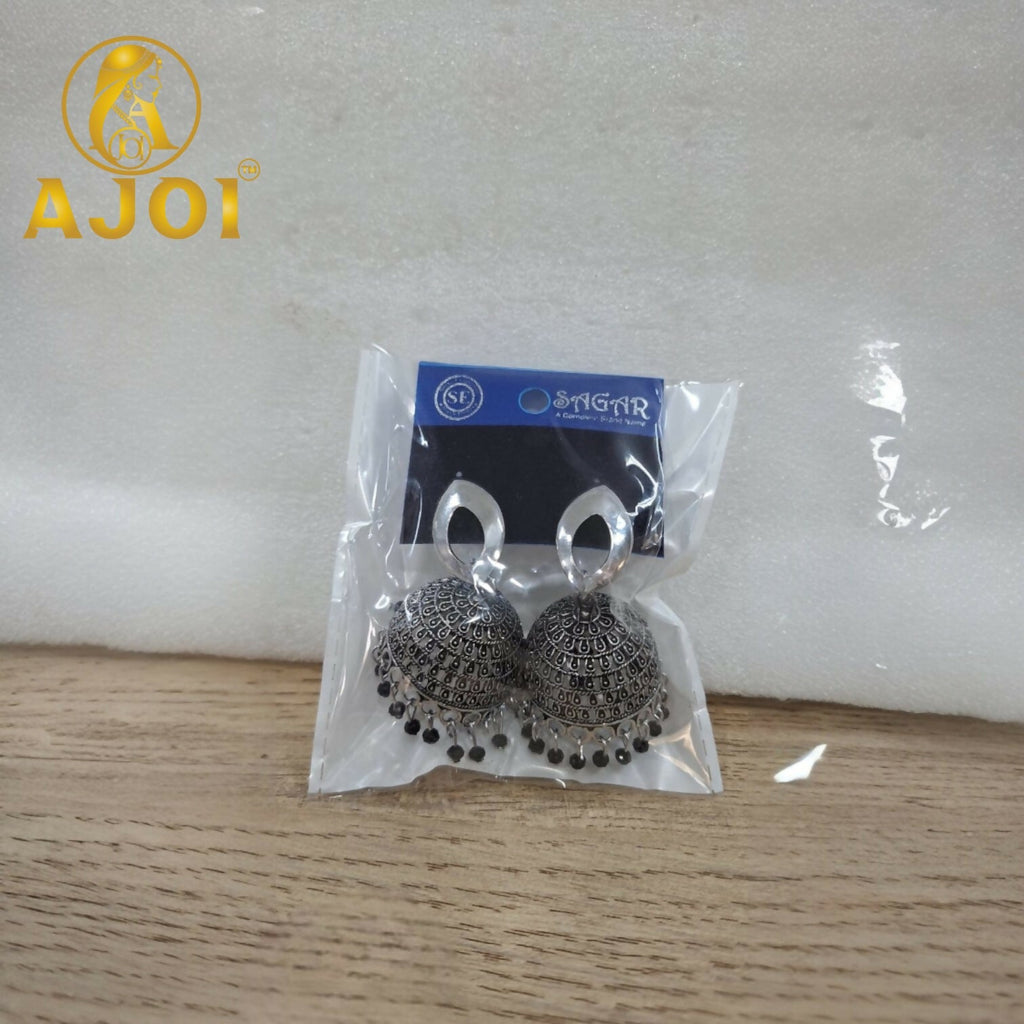 Silver Teardrop Jhumka Earrings – Elegant Traditional Design