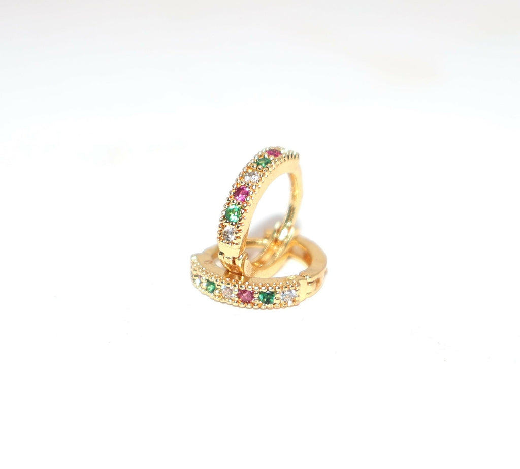 Gold Plated Bezel Huggie Hoop Earrings – Elegant Daily Wear