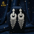 Pearl Tassel Earrings – Elegant Silver-Tone Statement Jewelry