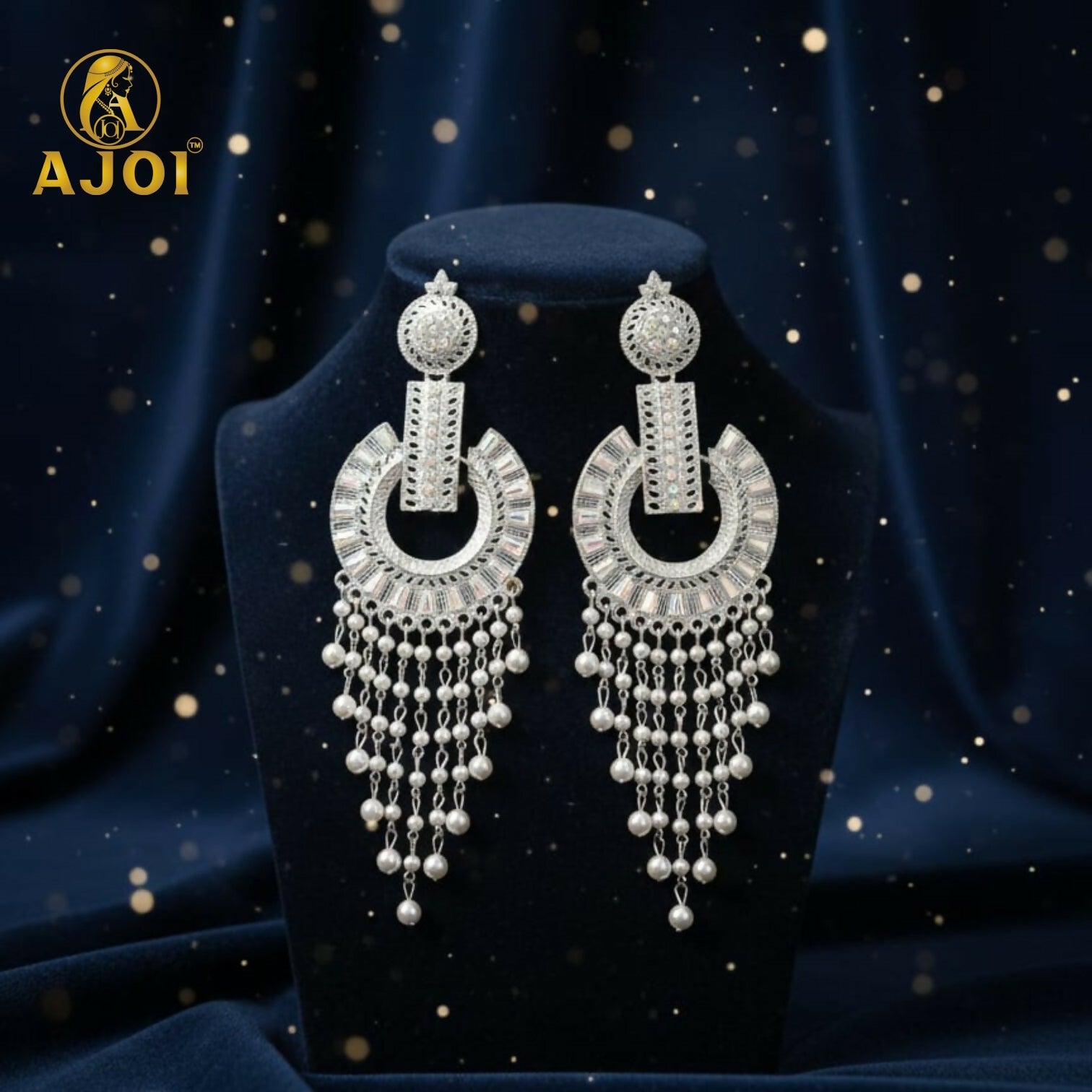 Pearl Tassel Earrings – Elegant Silver-Tone Statement Jewelry