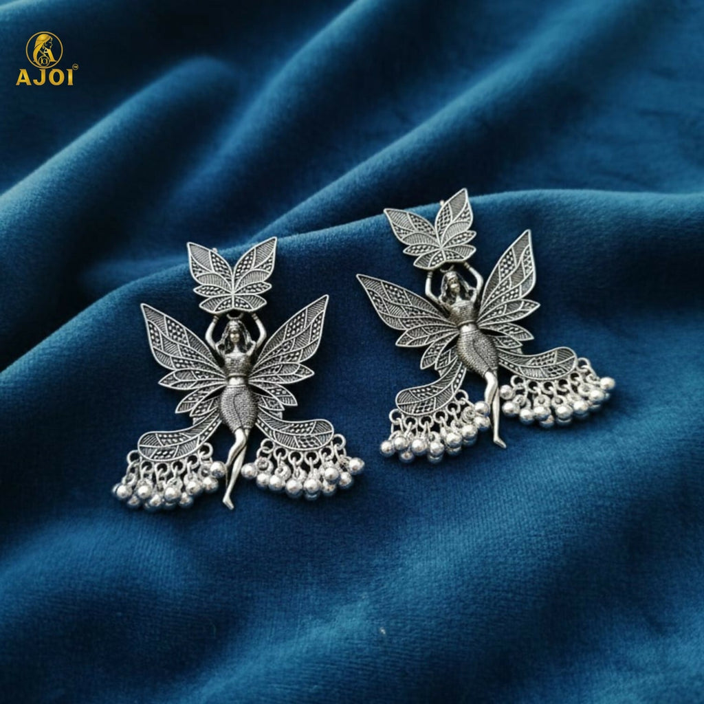 Fairy Wing Oxidized Silver Earrings – Lightweight Statement Design