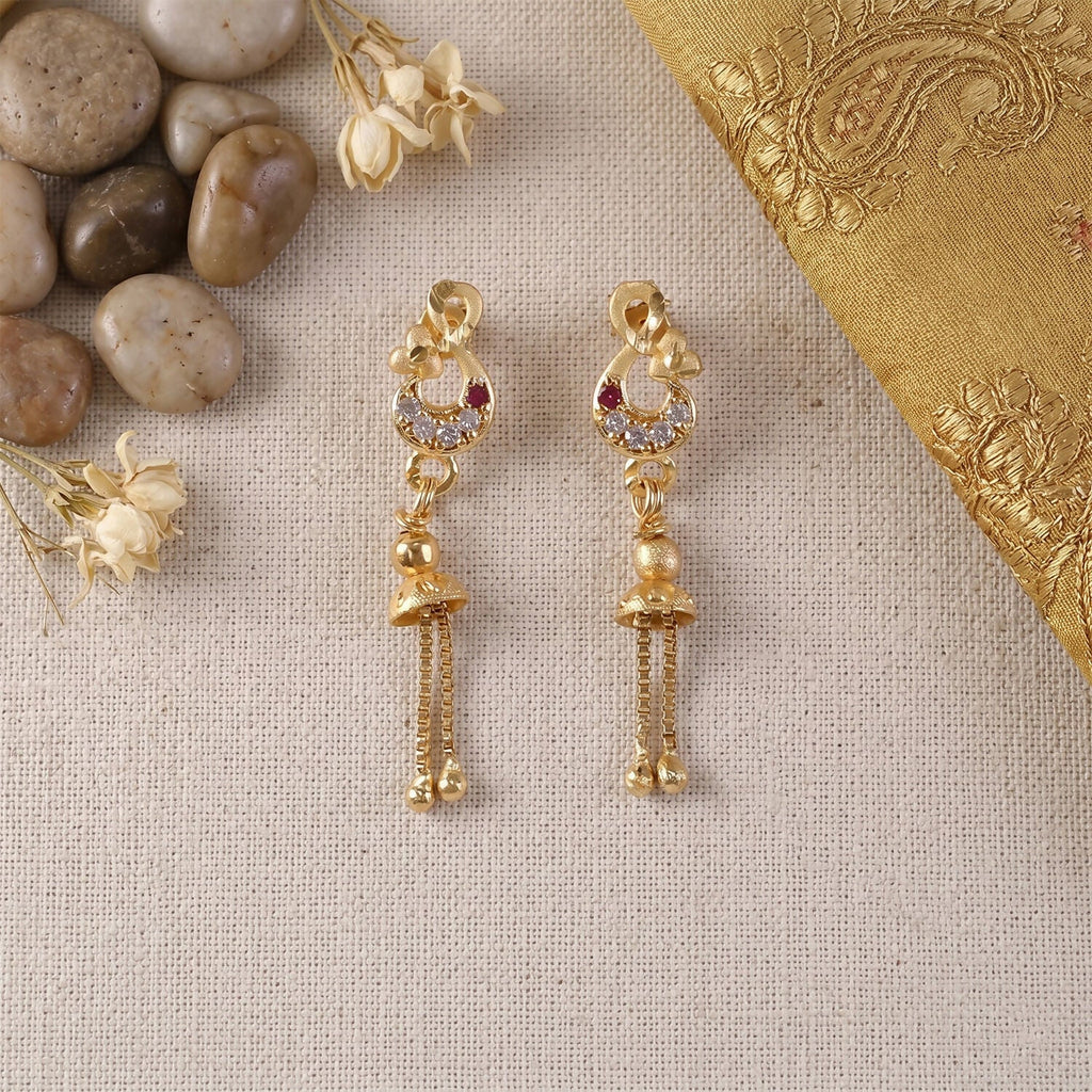 Gold-Plated Stone Studded Earrings – Elegant for Festivals & Weddings