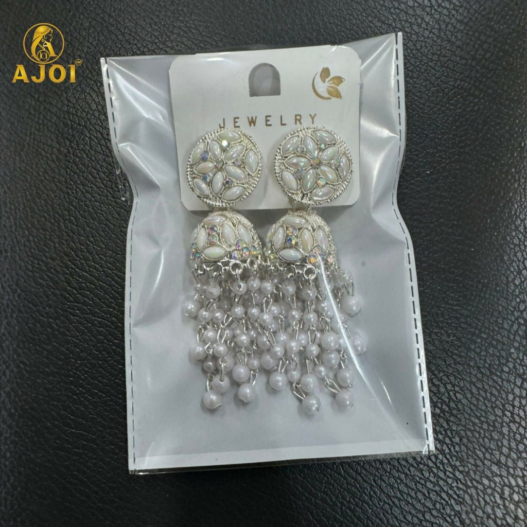 Pearl Chandelier Jhumka Earrings – Luxury Floral Cascade Design