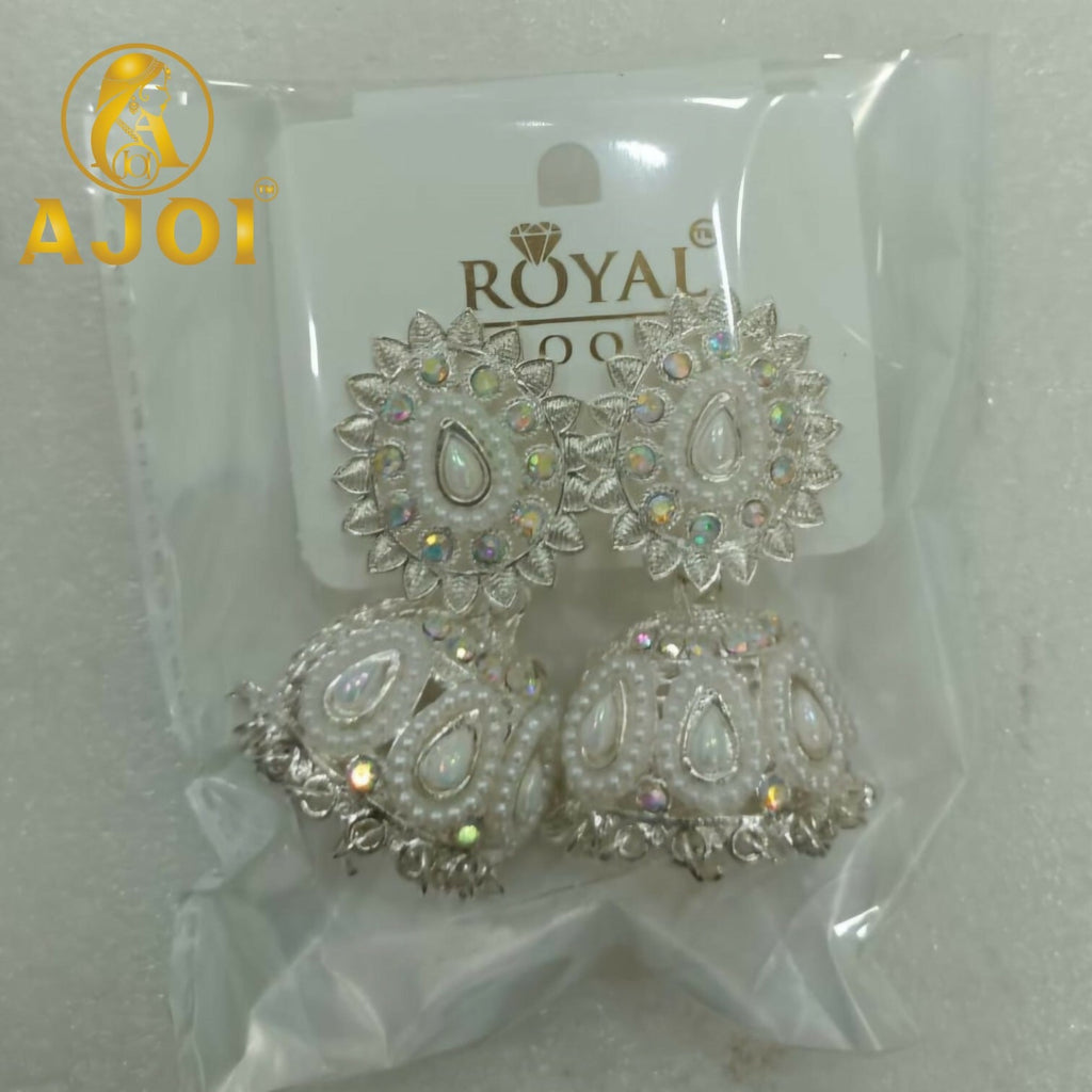 Pearl Jhumka Earrings – Elegant Floral Design