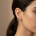 Gold Multi Loop Stone Studded Earrings – Elegant Lightweight Design