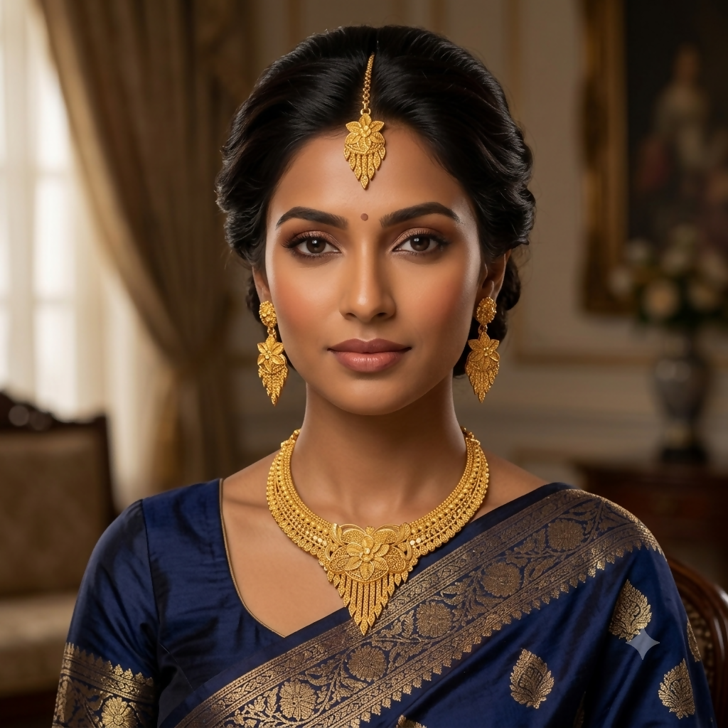 Traditional Gold-Plated Bridal Necklace Set with Earrings and Maang Tikka for Women