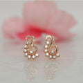 Rose Gold-Plated Peacock Stud Earrings – Elegant Sparkle for Women