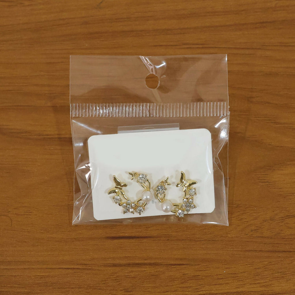 Pearl Wreath Stud Earrings – Elegant Gold-Tone for Women