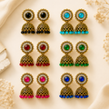 Multicolor Stone Jhumka Earrings – Elegant & Traditional Design