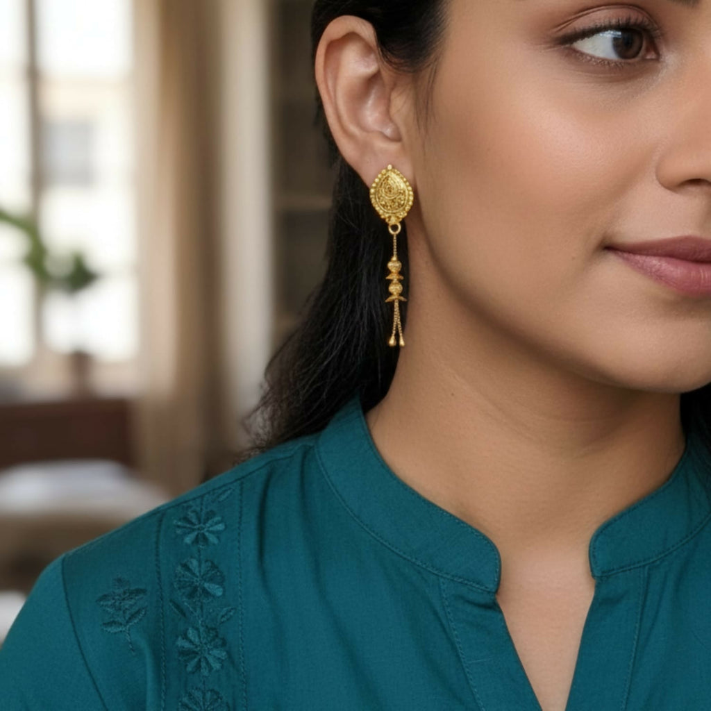 Gold-Plated Jhumka Earrings – Lightweight Traditional Enamel Jewelry