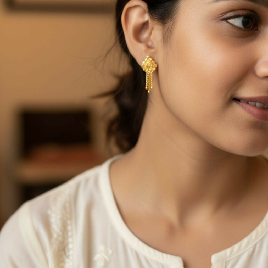 Golden Jhumka Earrings – Elegant Traditional Jewelry for Women