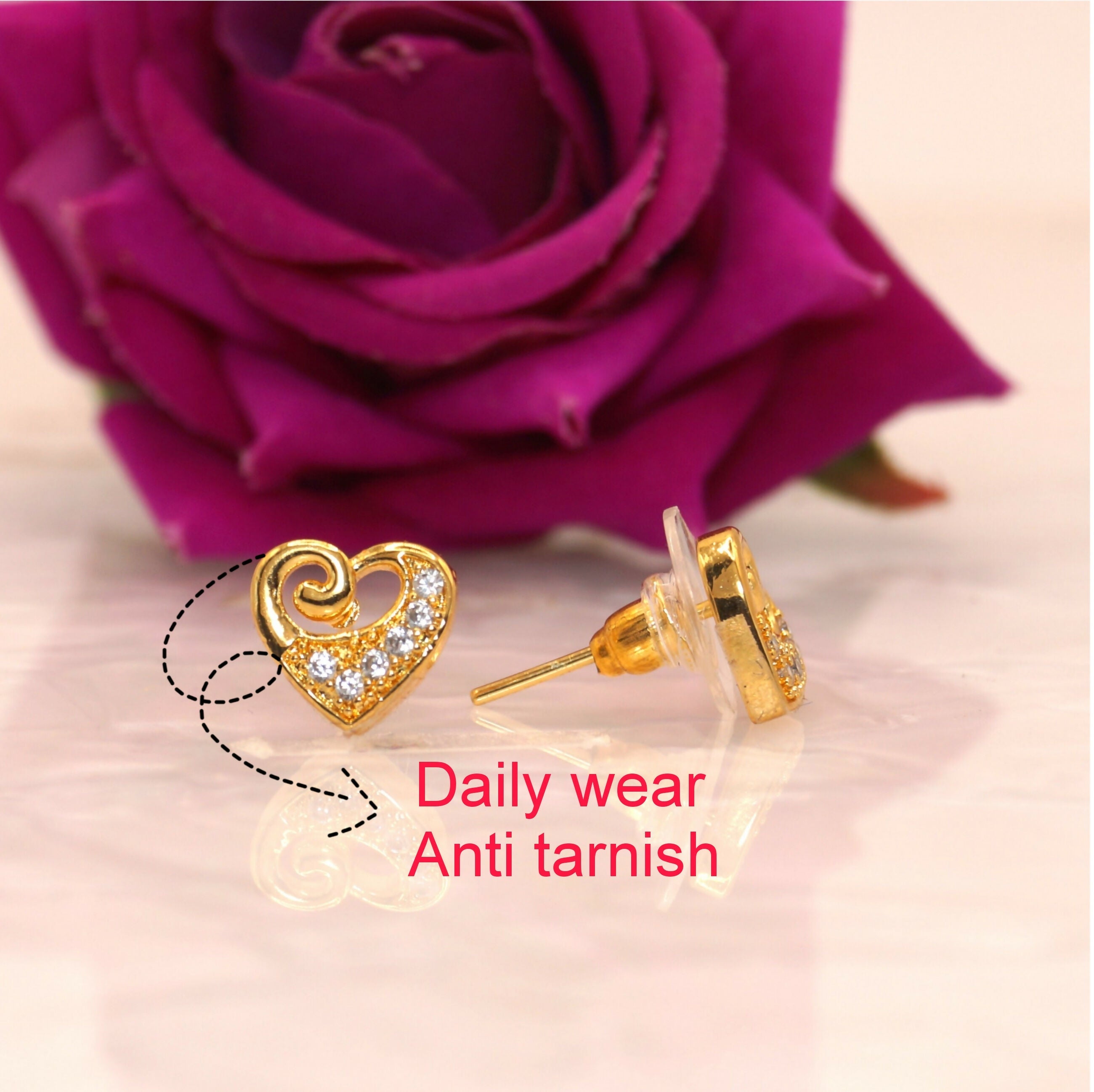 Gold-Plated Butterfly Stud Earrings – Elegant Daily Wear