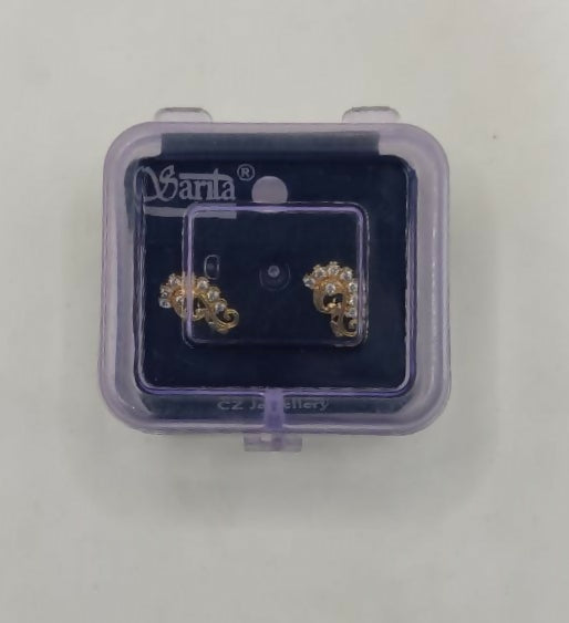 Gold Plated Stud Earrings – Modern S-Curve Swirl Design