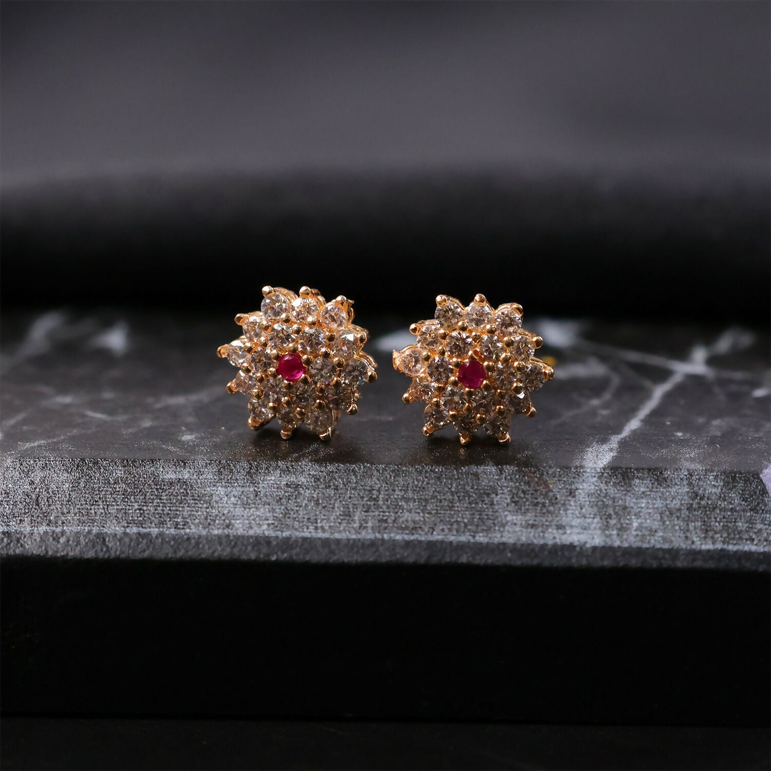 CZ Stud Earrings – Elegant Floral Design for Daily & Party Wear
