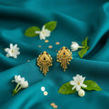 Gold-Plated Jhumka Earrings – Elegant Mina & Latkan Design
