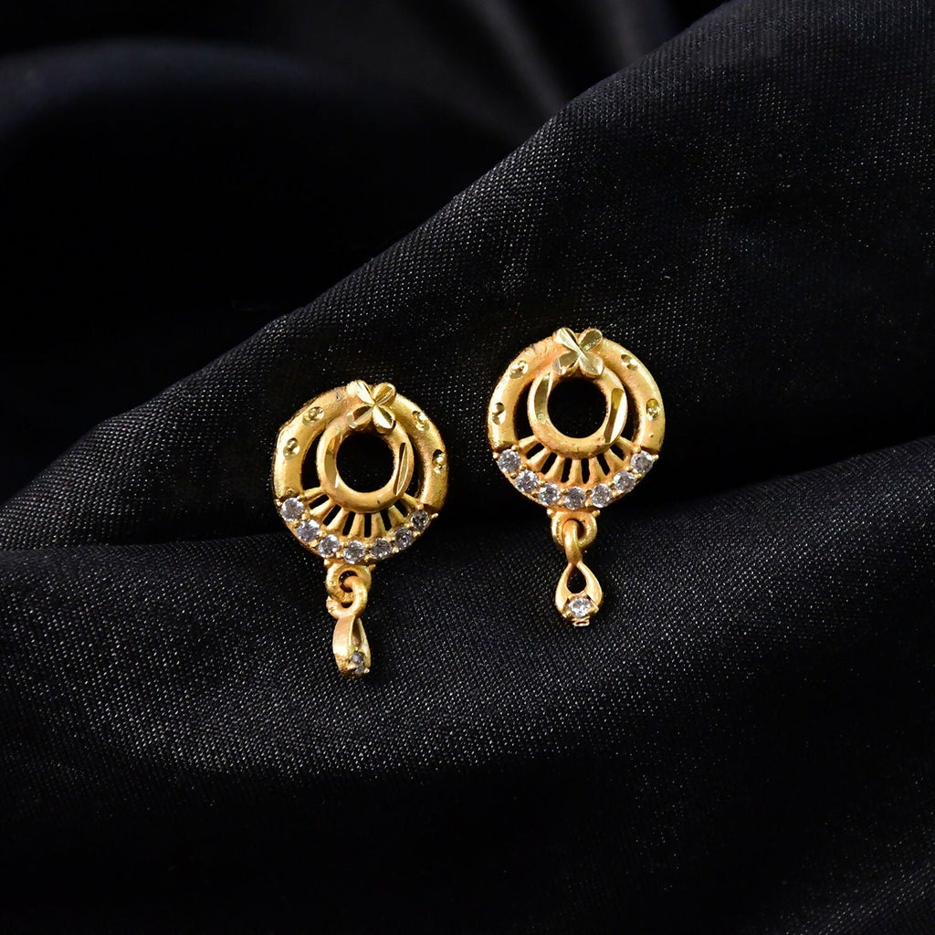 Circular Drop Earrings with Crystal Accents – Elegant Party Wear