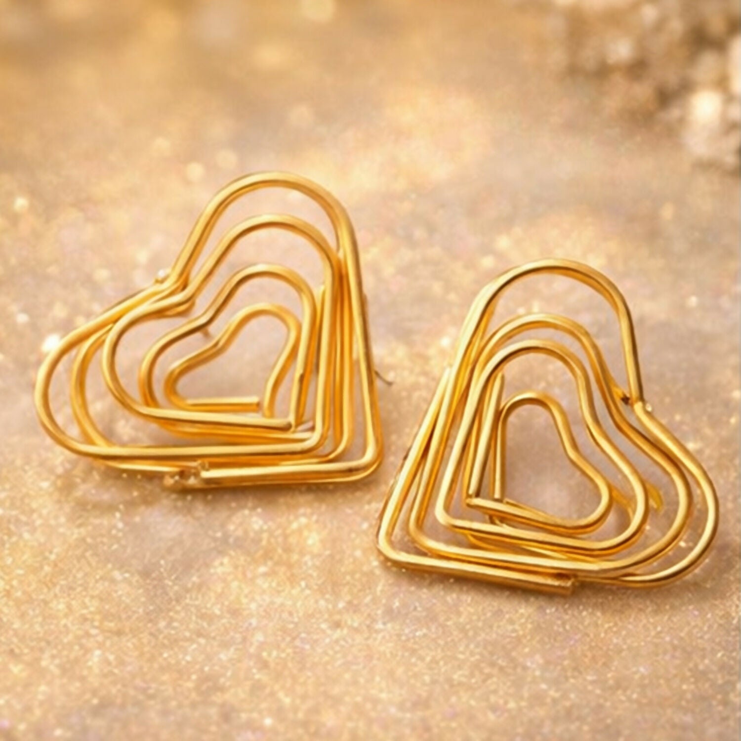 Gold Finish Heart Shape Bali Earrings – Lightweight & Elegant