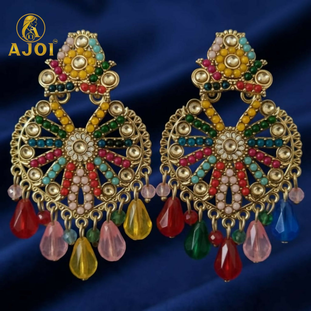 Multicolor Teardrop Hanging Earrings – Handcrafted Statement Jewelry