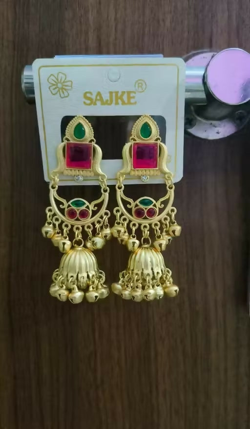 Kashmiri Jhumka Drop Earrings – Authentic Kundan Pearl Tassels