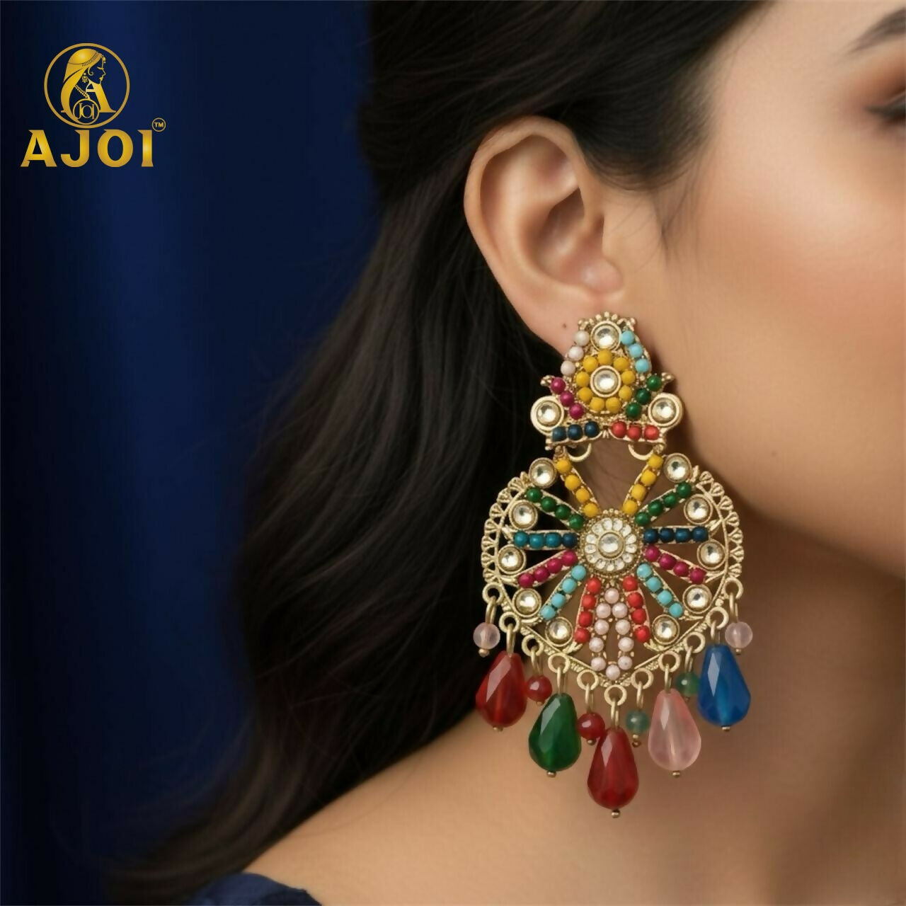 Multicolor Teardrop Hanging Earrings – Handcrafted Statement Jewelry