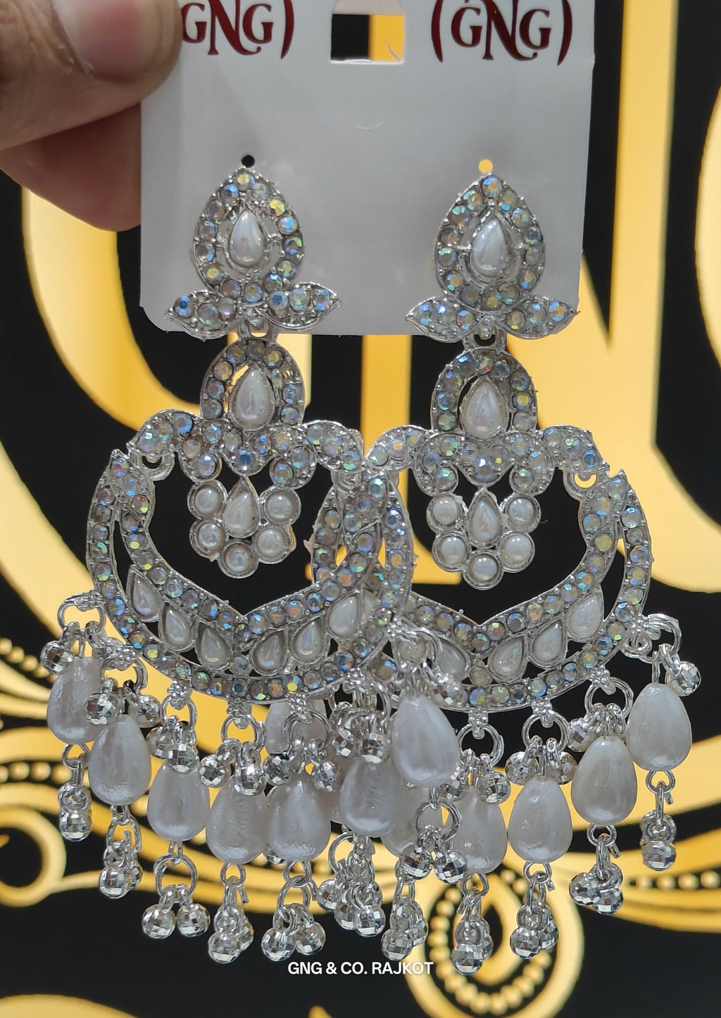 White Gold Long Earrings – Elegant Lightweight Jhumkas