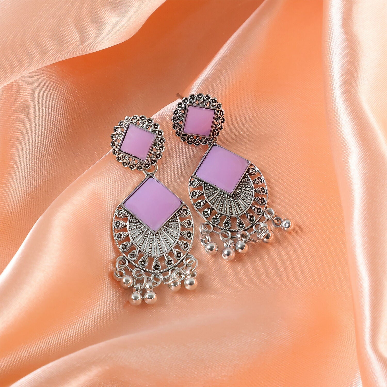 Oxidized Silver Plated Dangle Earrings – Traditional Indian Charm