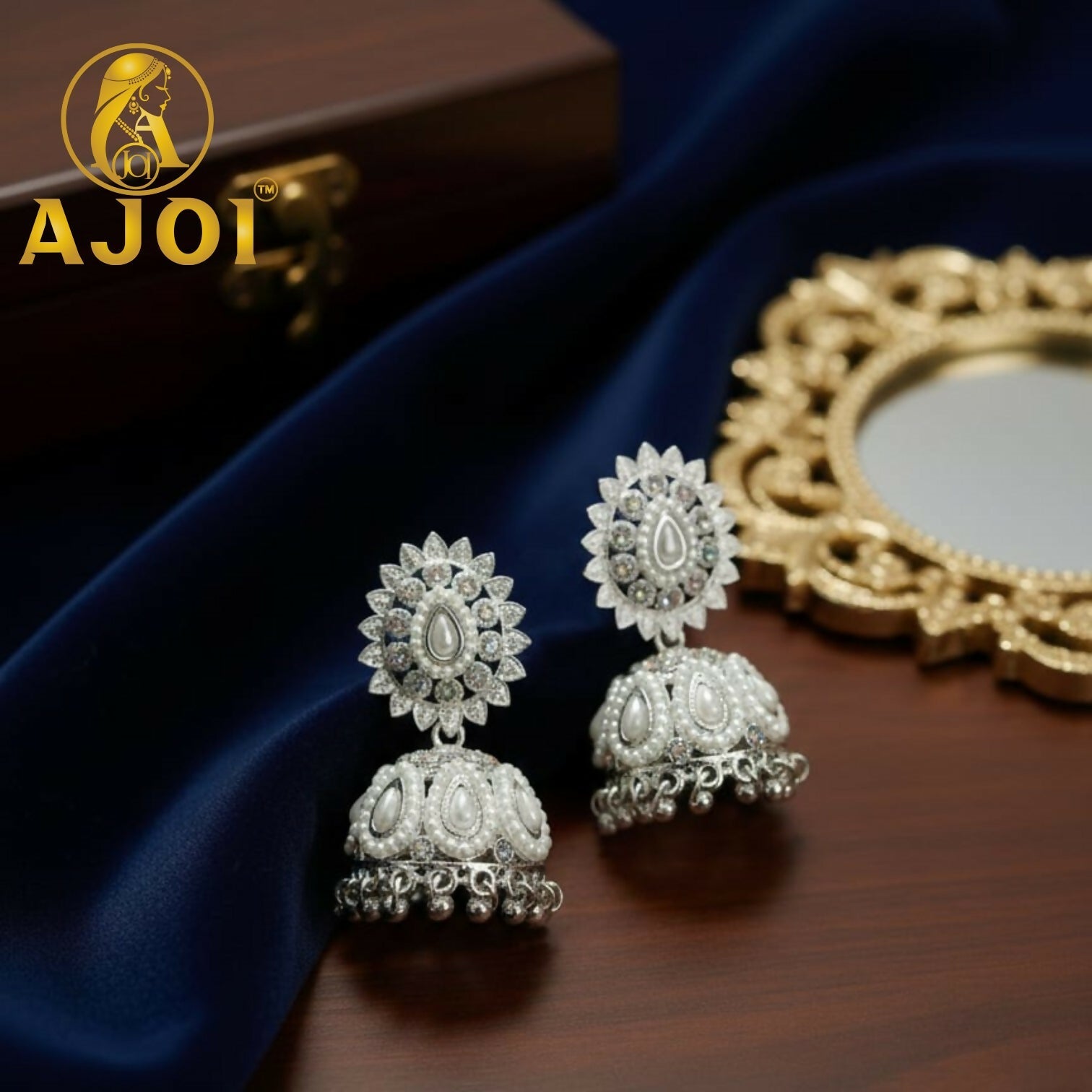Pearl Jhumka Earrings – Elegant Floral Design