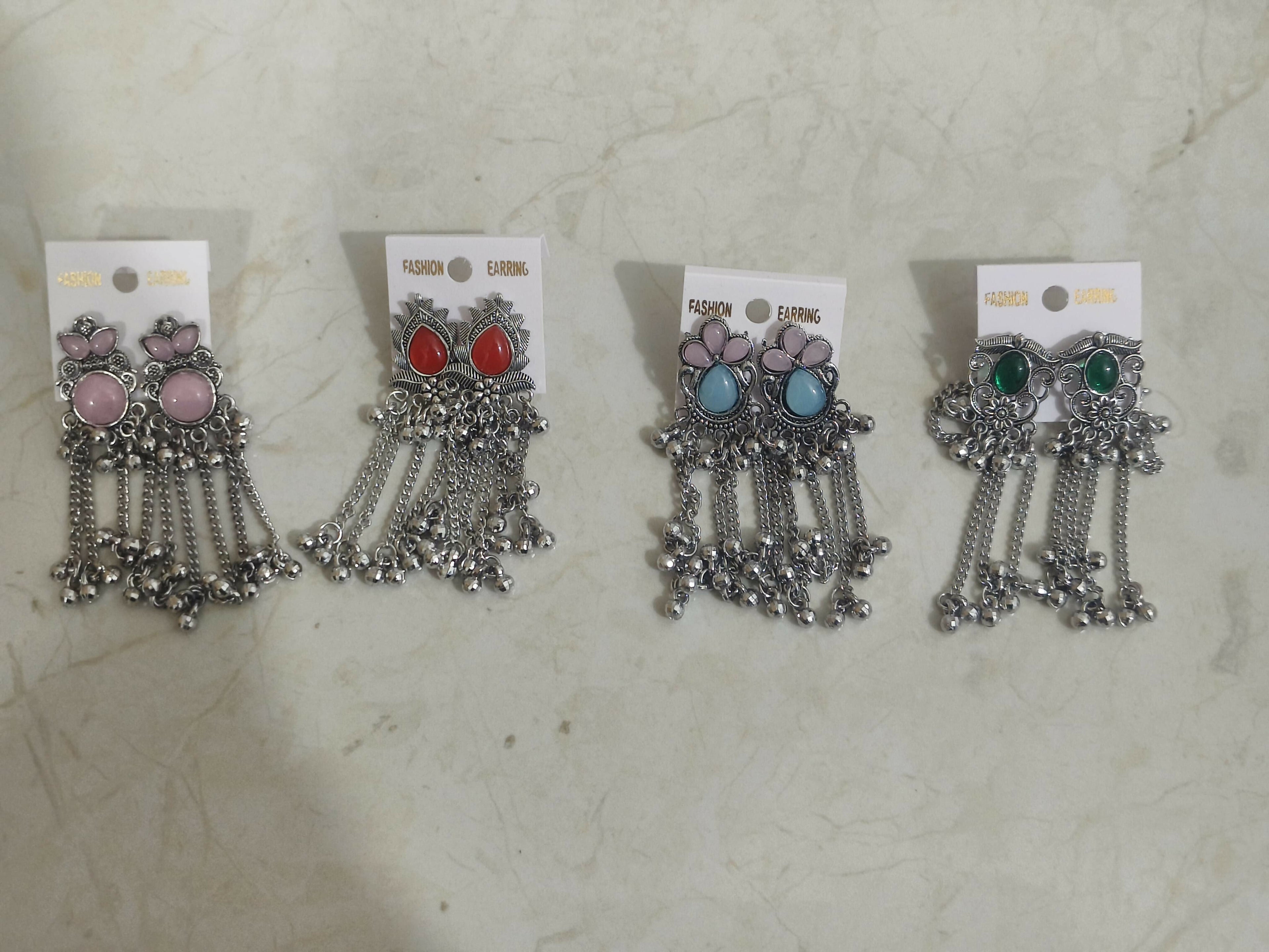 Oxidized Silver Tassel Earrings – Vintage Tribal Dangle for Women