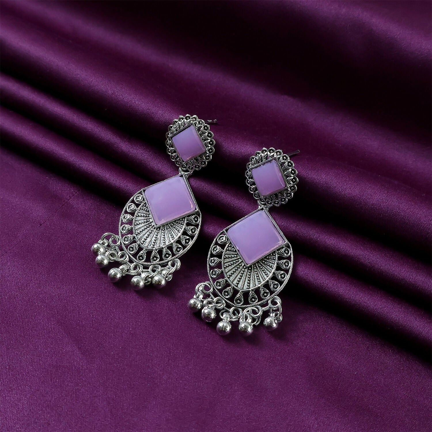 Oxidized Silver Plated Dangle Earrings – Traditional Indian Charm