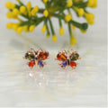 Butterfly Stud Earrings – Multi-Color CZ Rose Gold Finish