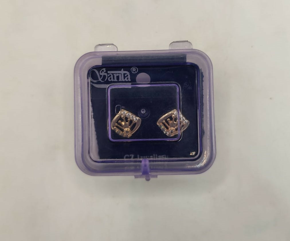 Rose Gold Crown Stud Earrings – Elegant Daily Wear Jewelry
