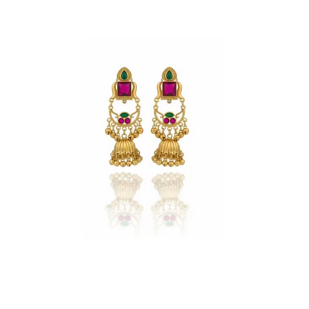 Kashmiri Jhumka Drop Earrings – Authentic Kundan Pearl Tassels
