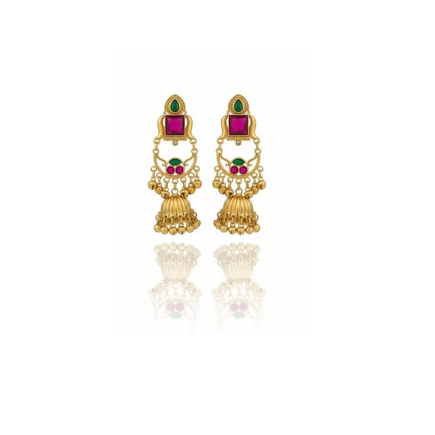 Kashmiri Jhumka Drop Earrings – Authentic Kundan Pearl Tassels