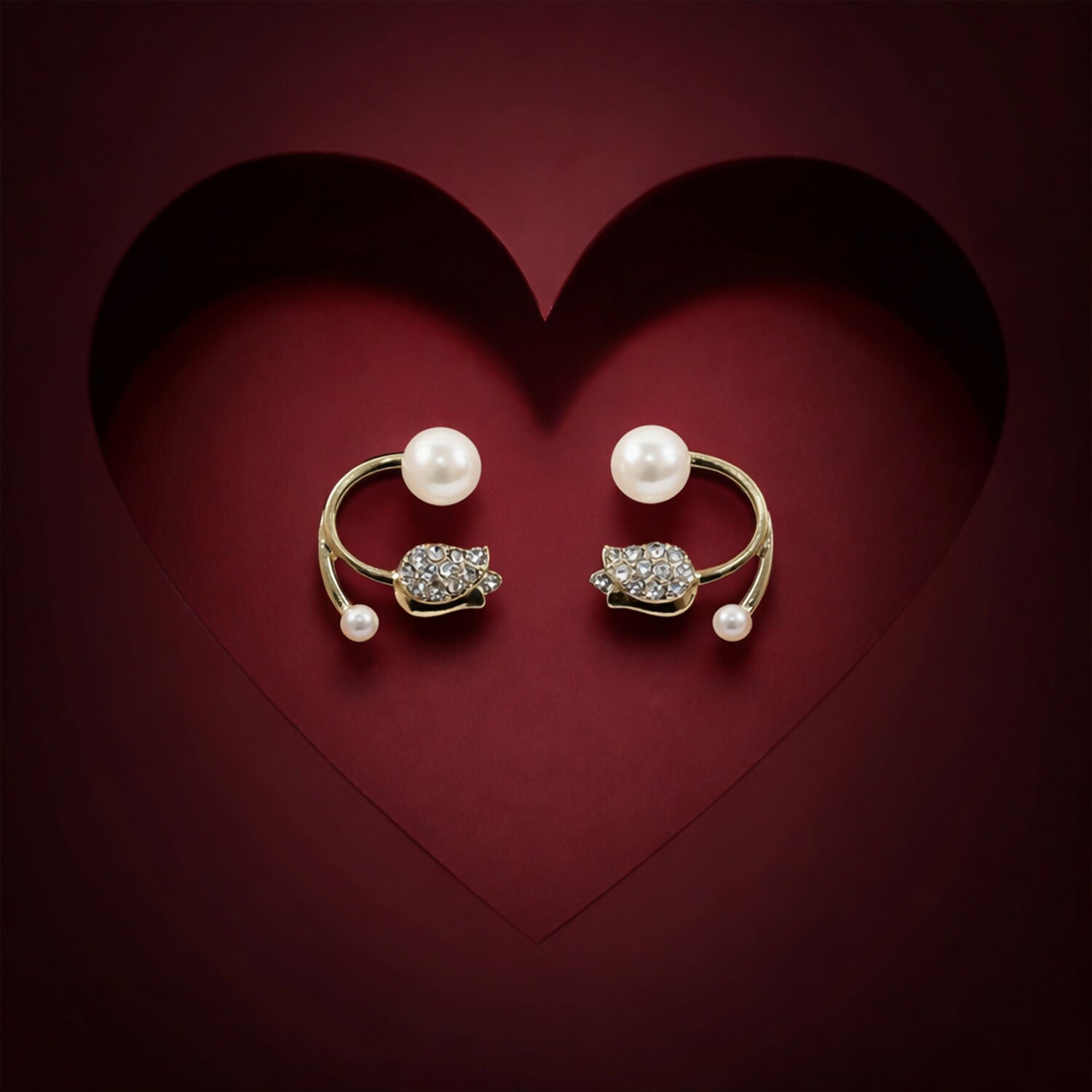 Pearl Crystal Stud Earrings – Elegant Korean Style Jewellery for Women