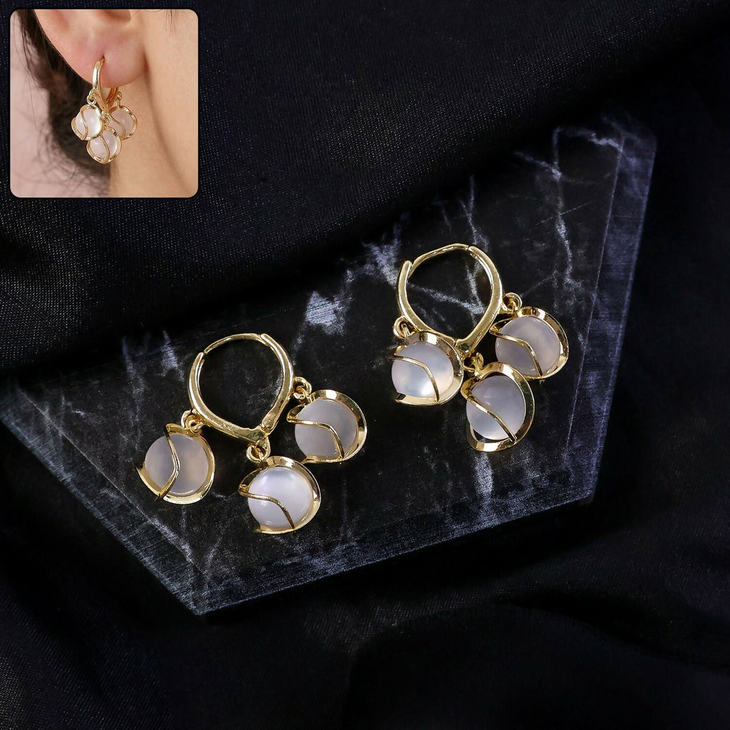 Opal Hoop Earrings – Gold Plated & Lightweight for Women