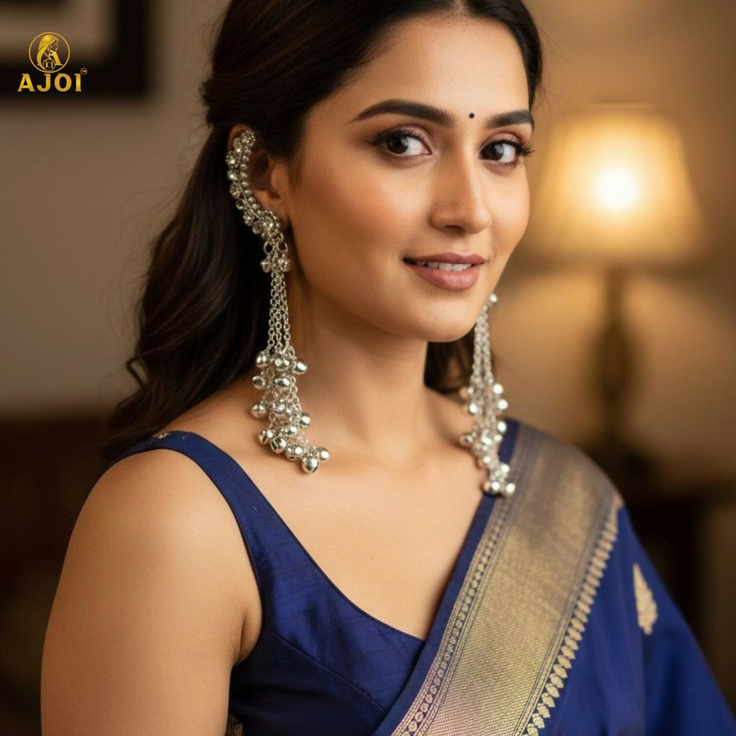 Silver Oxidised Chandbali Jhumka Earrings with Ghungroo Dangles – Elegant Festive Jewellery