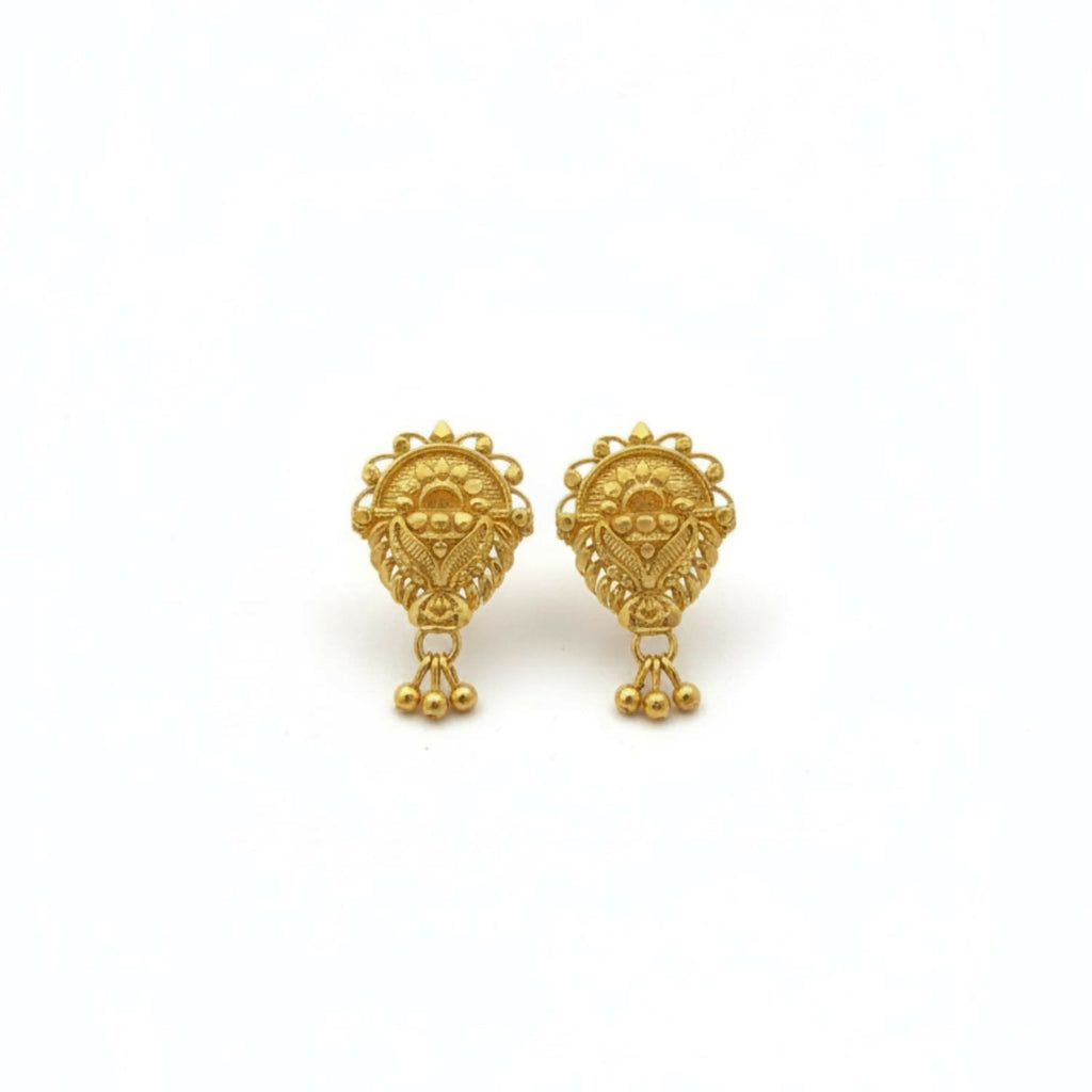 Golden Jhumka Earrings for Women – Traditional 3-Drop Design