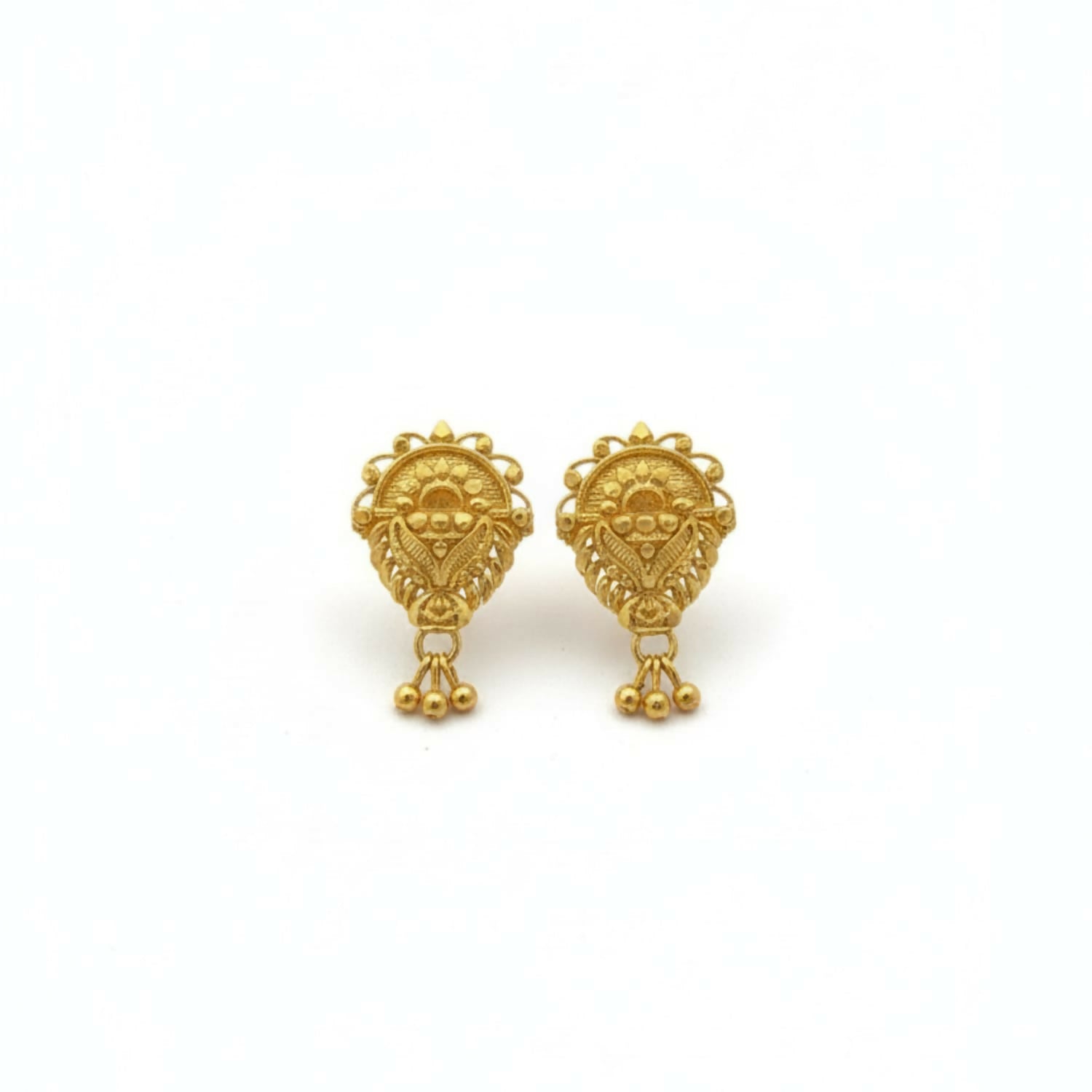 Golden Jhumka Earrings for Women – Traditional 3-Drop Design