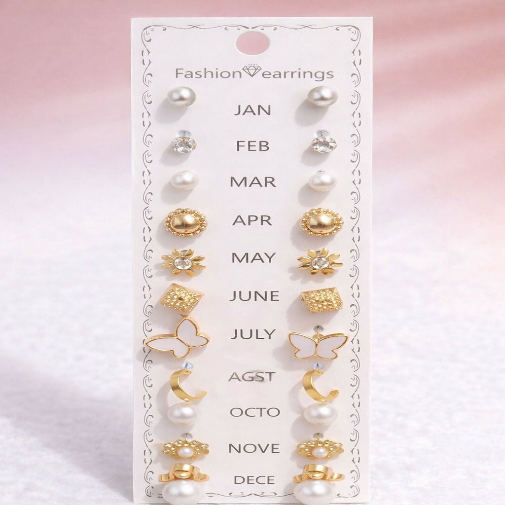 12-Month Birthstone Earrings – Complete Fashion Set