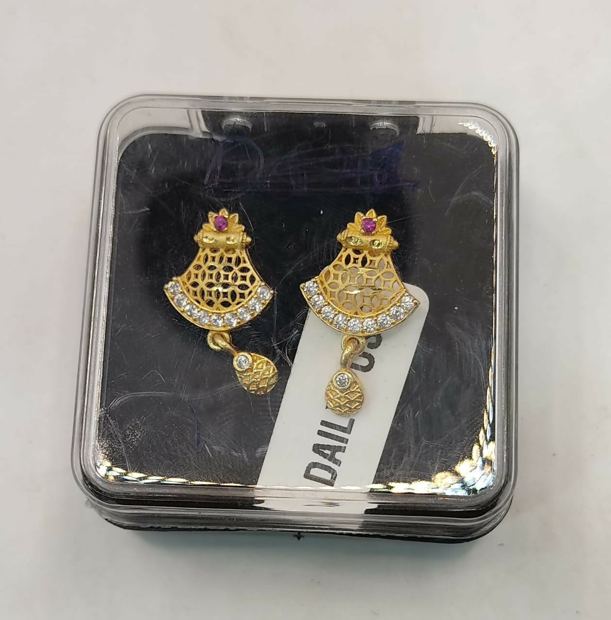 Jali Work Gold Plated Stud Earrings – Elegant Everyday Wear