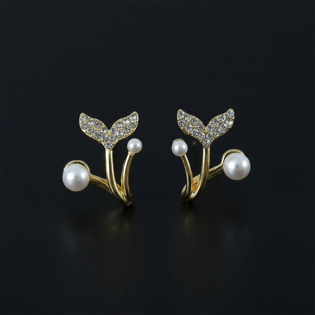 Mermaid Tail Pearl Stud Earrings – Elegant Korean Style Jewelry
