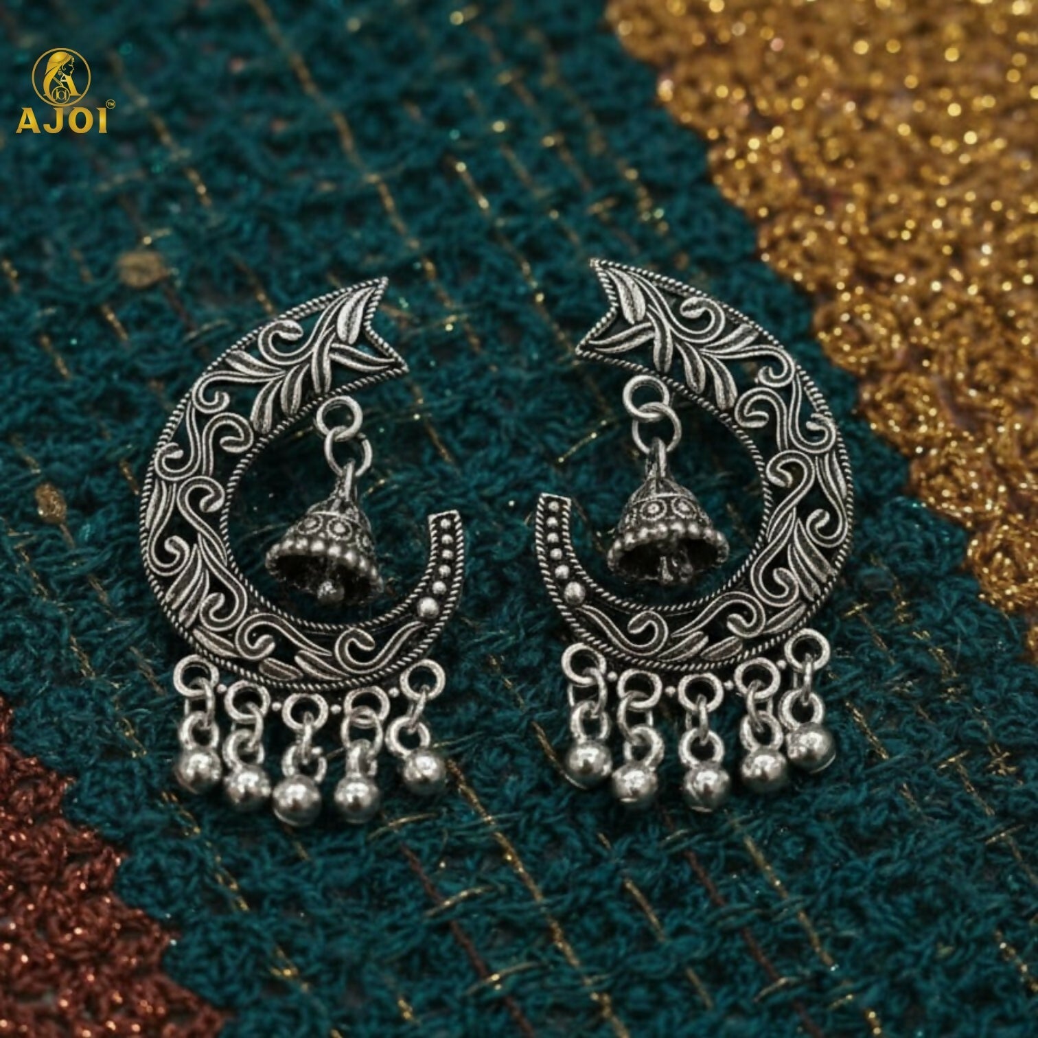 Oxidized Silver Jhumka Earrings – Elegant Ghungroo Danglers