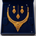 1 Gram Gold Plated Solid Hasali Temple Jewellery Necklace Set with Matching Earrings for Women