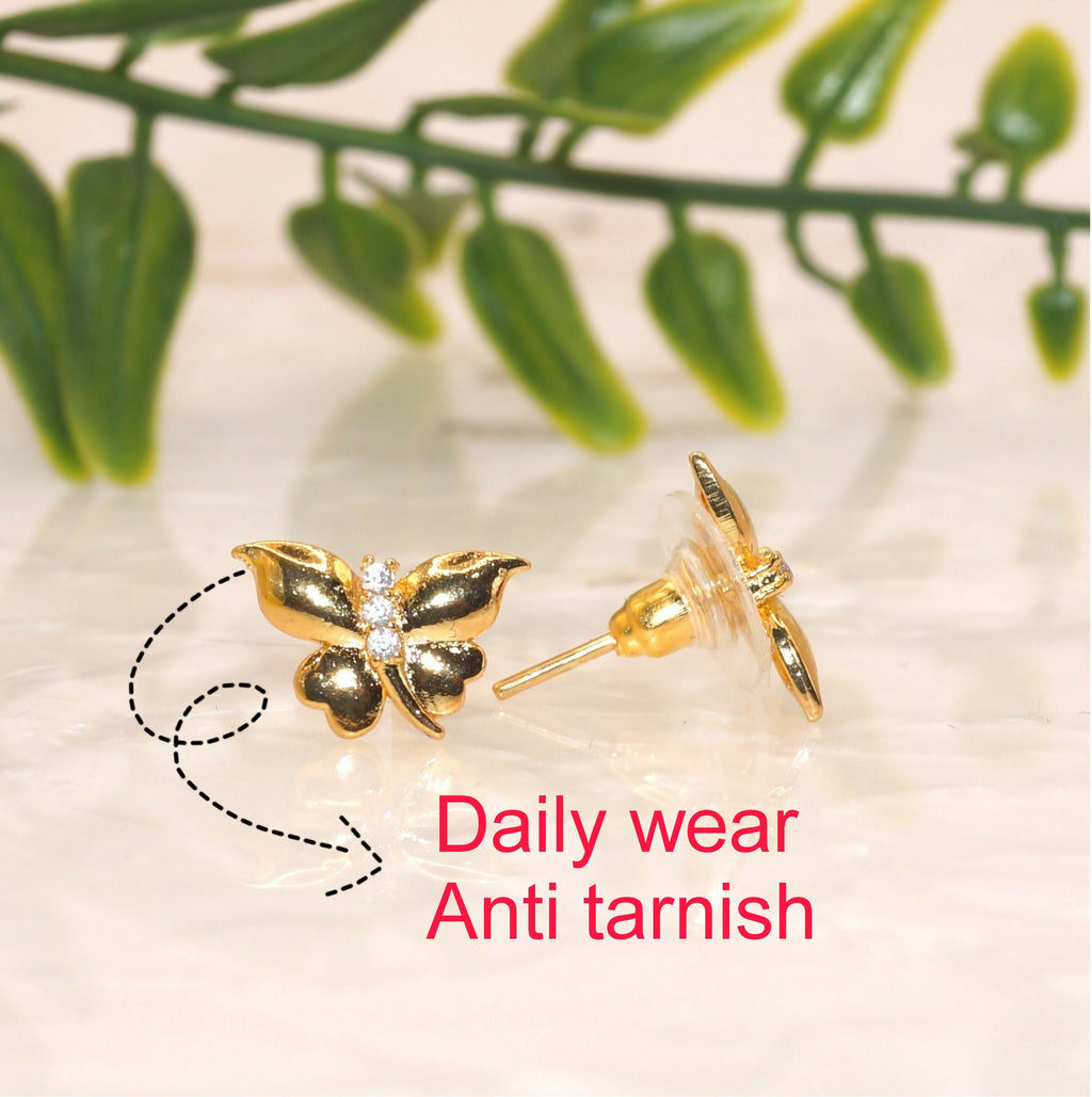 Gold Butterfly Stud Earrings – Dainty & Elegant for Women