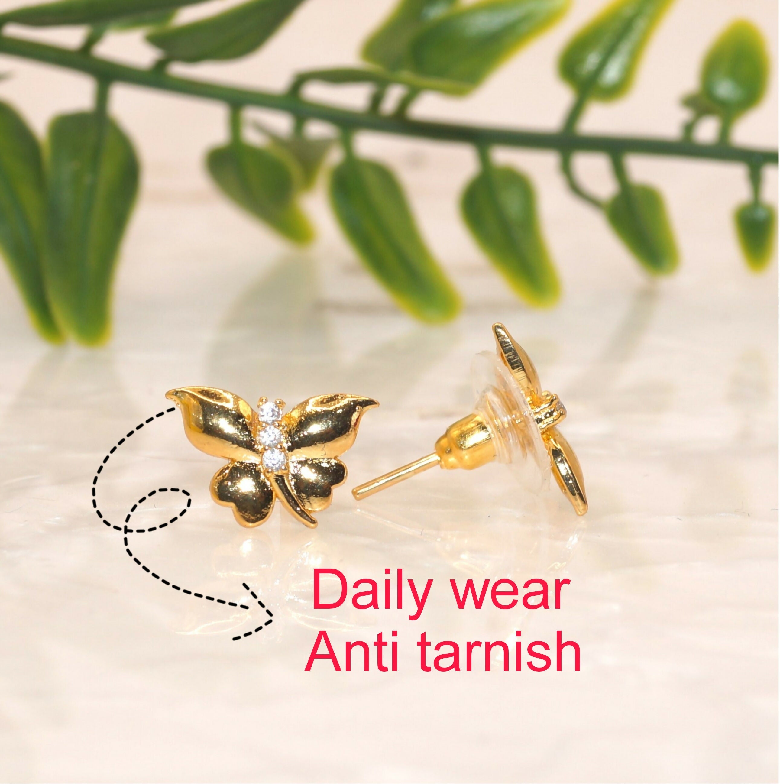 Gold Butterfly Stud Earrings – Dainty & Elegant for Women