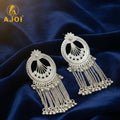 Silver Floral Tassel Earrings – Elegant Lightweight Drop Design