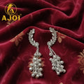 Silver Kasmiri Leaf Cascade Earrings – Elegant Handmade Design