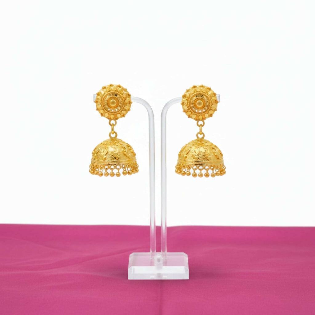 Golden Jhumka Earrings – Elegant Traditional Indian Jewellery