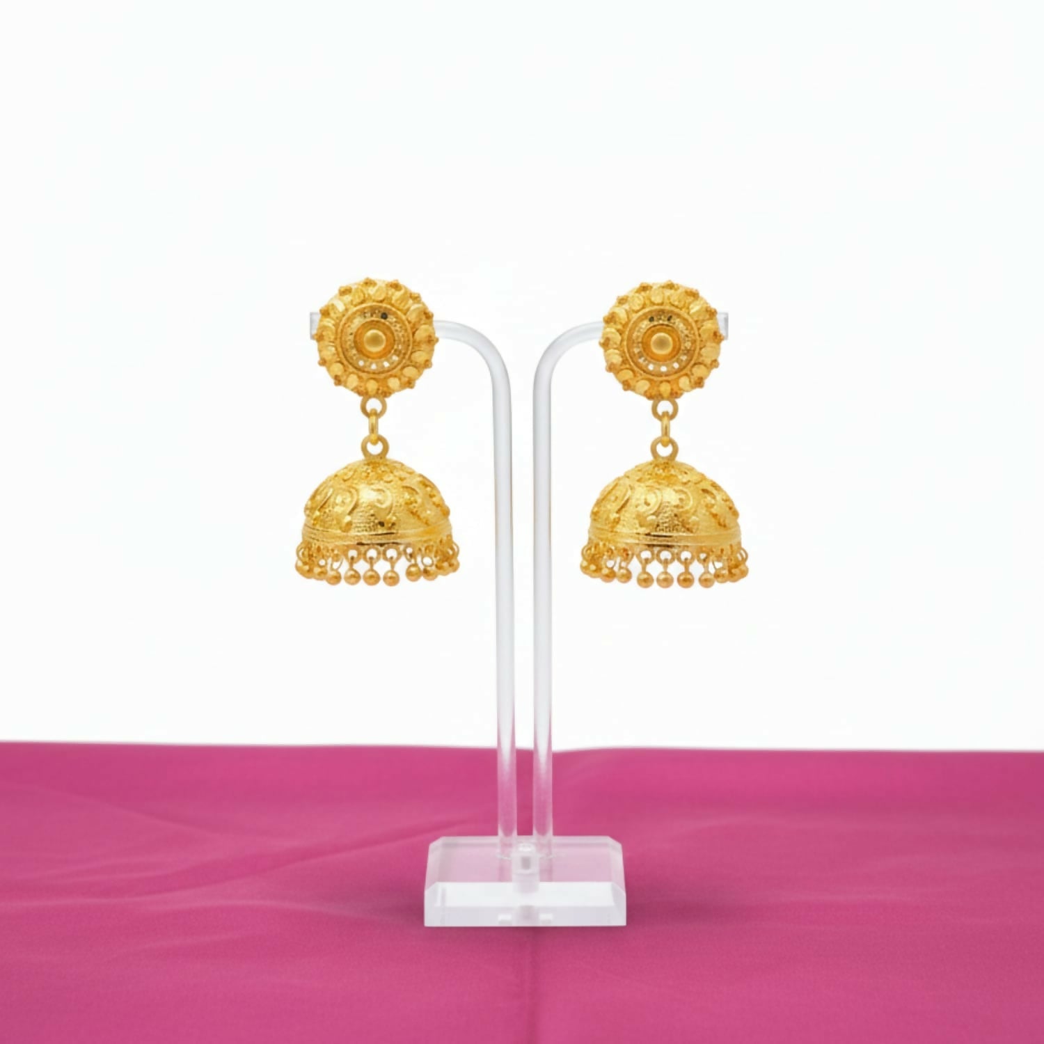 Golden Jhumka Earrings – Elegant Traditional Indian Jewellery