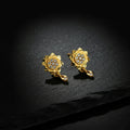 Gold Finish Drop Earrings – Floral Design with Sparkling Stones